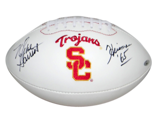 MIKE GARRETT AUTOGRAPHED SIGNED USC TROJANS WHITE LOGO FOOTBALL W/ HEISMAN 65