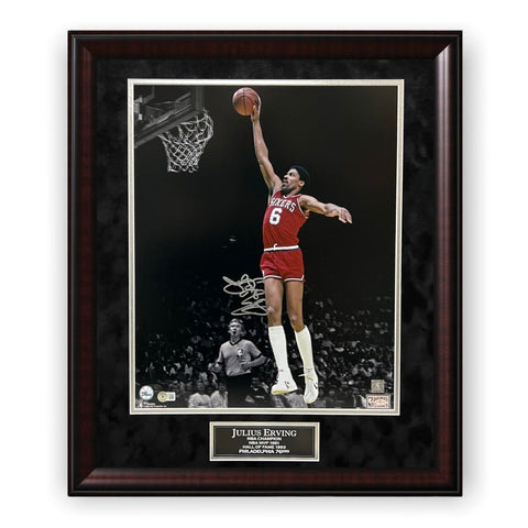 Julius Erving "Dr. J" Signed Autographed 16x20 Photo Framed To 20x24 Beckett