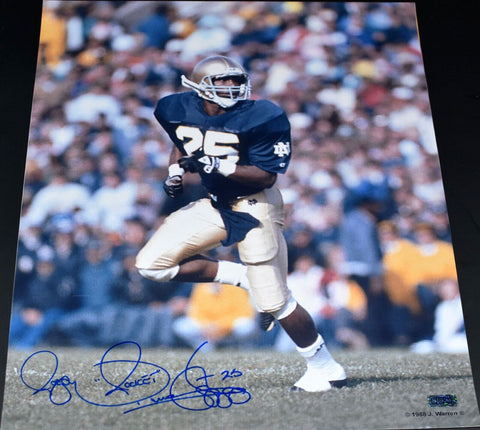 RAGHIB ROCKET ISMAIL AUTOGRAPHED NOTRE DAME IRISH 16x20 PHOTO COA