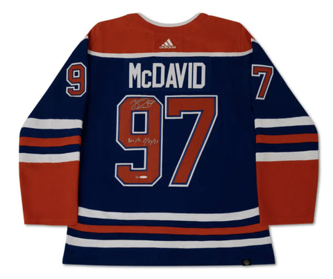 Connor McDavid Autographed & Inscr "800 PTS 2/21/23" Oilers Jersey UDA LE 80