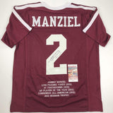 Autographed/Signed Johnny Manziel Texas A&M Maroon Stat College Jersey JSA COA