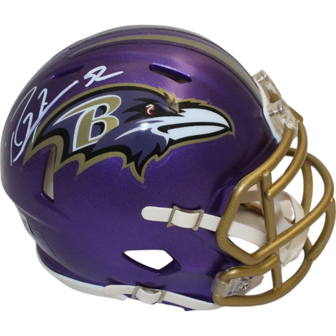 Ray Lewis Autographed/Signed Baltimore Ravens Mini Helmet Beckett 46940