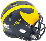 MIKE SAINRISTIL AUTOGRAPHED MICHIGAN MINI HELMET 23 NATL CHAMPS BECKETT 234650