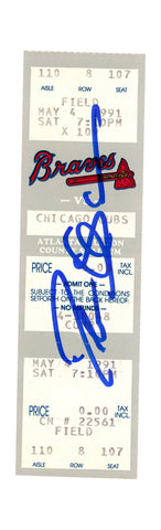 Deion Sanders Signed Atlanta Braves 5/4/1991 vs Cubs Full Ticket BAS 37257