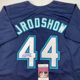 Autographed/Signed Julio Rodriguez JRodShow Seattle Blue Baseball Jersey JSA COA