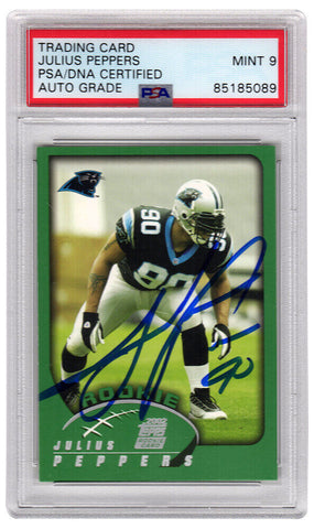 Julius Peppers Signed 2002 Topps Football Rookie Card #359 -(PSA / Auto Grade 9)