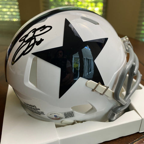 EMMITT SMITH SIGNED AUTOGRAPHED DALLAS COWBOYS WHITE MINI HELMET BECKETT