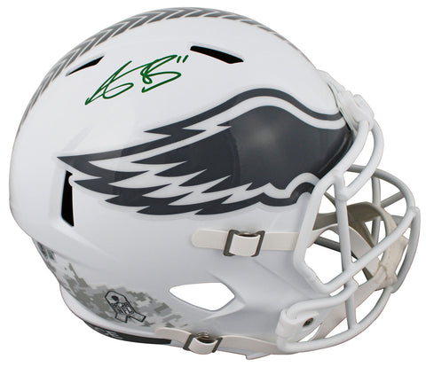 Eagles A.J. Brown Signed STS III Full Size Speed Rep Helmet BAS Witnessed