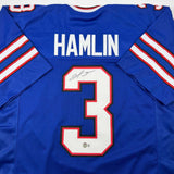 Autographed/Signed Damar Hamlin Buffalo Blue Football Jersey Beckett BAS COA