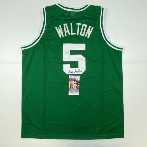 Autographed/Signed Bill Walton Boston Green Basketball Jersey JSA COA Auto