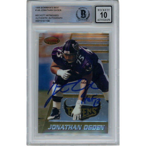 Jonathan Ogden Autographed 1996 Bowman's Best 10 Auto Trading Card Beckett 47707