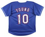 Michael Young Authentic Signed Blue Pro Style Jersey Autographed BAS Witnessed