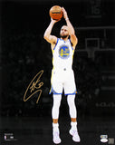 Warriors Stephen Curry Signed 16x20 Vertical Shooting Spotlight Photo JSA