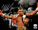 MIKE TYSON AUTOGRAPHED SIGNED 8X10 PHOTO BELTS JSA WITNESS STOCK #237634