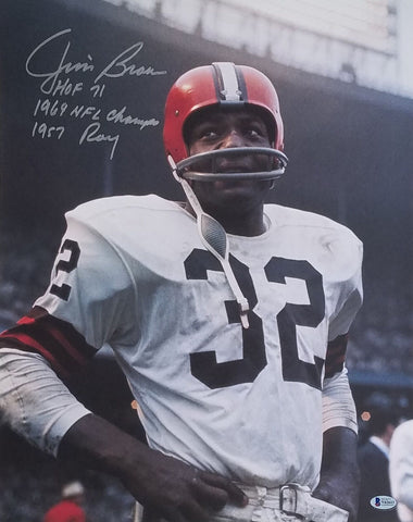 Jim Brown Signed Cleveland Browns 16x20 Photo Beckett Authenticated BAS V62613