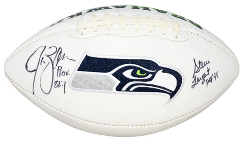 STEVE LARGENT & JIM ZORN SIGNED SEATTLE SEAHAWKS WHITE LOGO FOOTBALL JSA