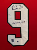 FRAMED CHICAGO BLACKHAWKS BOBBY HULL AUTOGRAPHED INSCRIBED JERSEY BECKETT COA