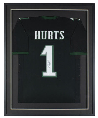 Jalen Hurts Signed Framed Custom Black Pro Style Football Jersey JSA