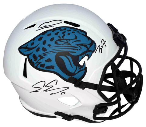 CALVIN RIDLEY ZAY JONES EVAN ENGRAM SIGNED JACKSONVILLE JAGUARS F/S LUNAR HELMET