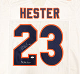 BEARS DEVIN HESTER AUTOGRAPHED WHITE JERSEY LIGHT AUTOS "PR/KR GOAT" JSA 234654