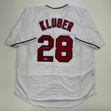 Autographed/Signed Corey Kluber Cleveland White Baseball Jersey Beckett BAS COA