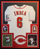 FRAMED CINCINNATI REDS JONATHAN INDIA AUTOGRAPHED SIGNED JERSEY PSA COA