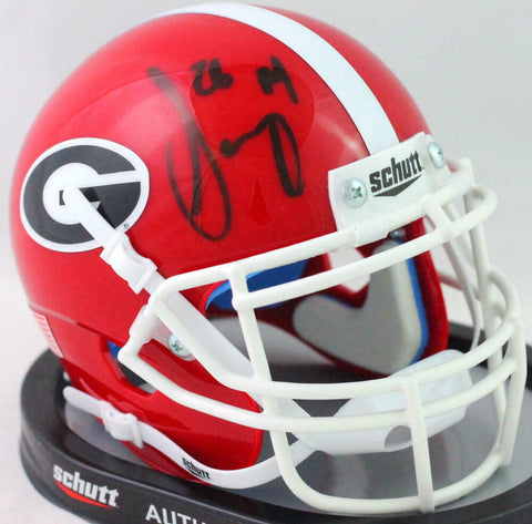 Sony Michel Autographed Georgia Bulldogs Red Schutt Mini Helmet- Beckett W*Black