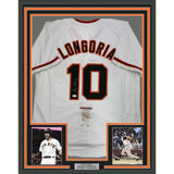 Framed Autographed/Signed Evan Longoria 35x39 San Francisco White Jersey JSA COA