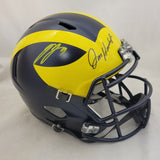 JIM HARBAUGH & JJ MCCARTHY SIGNED MICHIGAN WOLVERINES F/S SPEED REPLICA HELMET