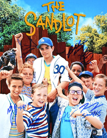 The Sandlot Autographed 11x14 Movie Photo w/7 Actors -Beckett W Hologram *Blue