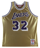 Lakers Magic Johnson Authentic Signed Gold M&N 75th Anniversary Jersey BAS Wit