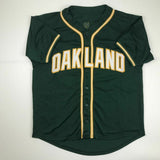 Autographed/Signed DENNIS ECKERSLEY Oakland Green Baseball Jersey JSA COA Auto