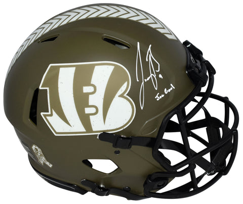 JOE BURROW SIGNED CINCINNATI BENGALS SALUTE TO SERVICE AUTHENTIC HELMET JOE COOL