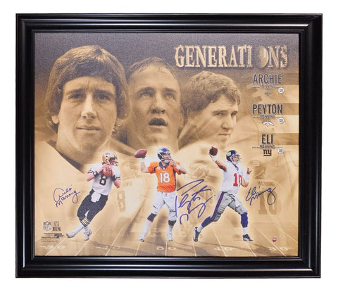 Peyton Eli Archie Manning Signed Framed 20x24 Canvas Steiner Sports Hologram