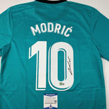 Autographed/Signed Luka Modric Real Madrid Teal Soccer Jersey Beckett BAS COA