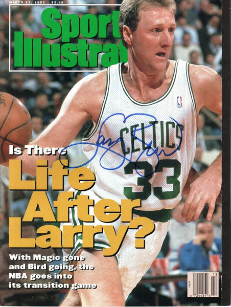 Larry Bird Signed Boston Celtics Sports Illustrated 3/23/92 Beckett Witnessed