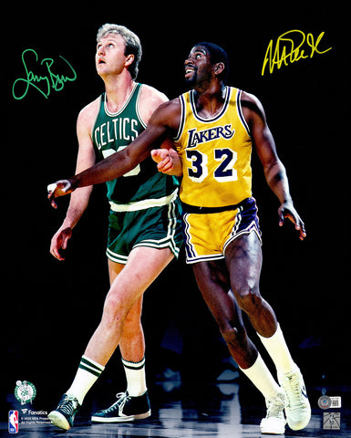 LARRY BIRD & MAGIC JOHNSON AUTOGRAPHED 16X20 PHOTO BECKETT BAS WITNESS 232714