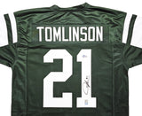 NEW YORK JETS LADAINIAN TOMLINSON AUTOGRAPHED GREEN JERSEY BECKETT BAS QR 215002