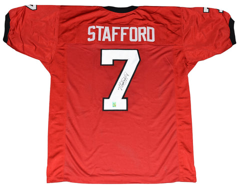 MATTHEW STAFFORD SIGNED AUTOGRAPHED GEORGIA BULLDOGS #7 RED JERSEY GTSM