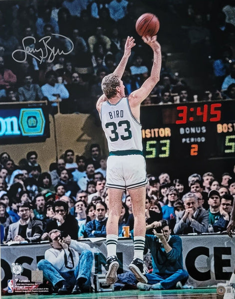 Larry Bird Autographed Boston Celtics 16x20 Photo Beckett Witnessed