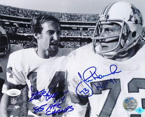 Steve Grogan/John Hannah HOF Signed/Inscribed 8x10 B/W Photo Patriots JSA 191772