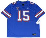 TIM TEBOW AUTOGRAPHED FLORIDA GATORS #15 BLUE JORDAN BRAND JERSEY W/ 07 HEISMAN