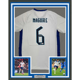 Framed Autographed/Signed Harry Maguire 35x39 England White Jersey Beckett COA