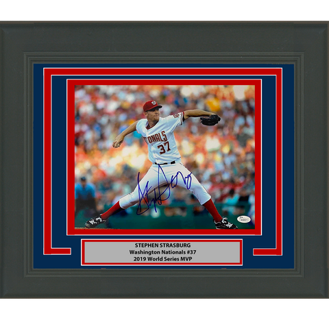 Framed Autographed/Signed Stephen Strasburg Nationals 11x14 Photo JSA COA