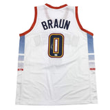 Autographed/Signed Christian Braun Denver White Basketball Jersey JSA COA