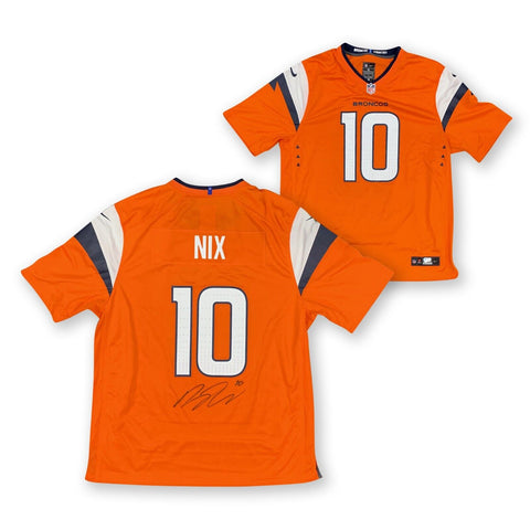 Bo Nix Autographed Denver Broncos Nike Game Orange Football Jersey Beckett COA