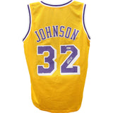 Magic Johnson Autographed/Signed Yellow Pro Style Jersey Beckett 45799