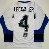 Autographed/Signed Vincent Lecavalier 2004 SC Champs Tampa Bay White Hockey Jers