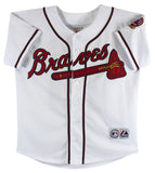 Braves Chipper Jones Signed White Majestic Jersey w/ 40th Aniv Patch BAS #T44237