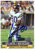 Cris Carter Signed Vikings 1991 Pro Set Football Card #834 (SCHWARTZ SPORTS COA)